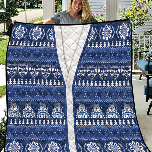 Geelong Cats Football Christmas Quilt Aboriginal Seamless Cardigan Inspired
