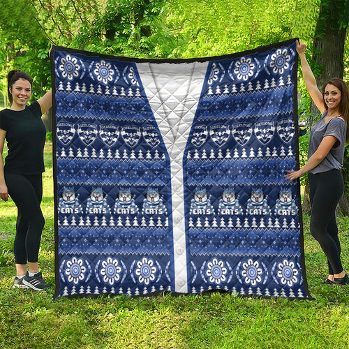 Geelong Cats Football Christmas Quilt Aboriginal Seamless Cardigan Inspired