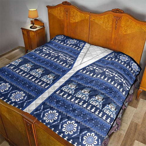 Geelong Cats Football Christmas Quilt Aboriginal Seamless Cardigan Inspired