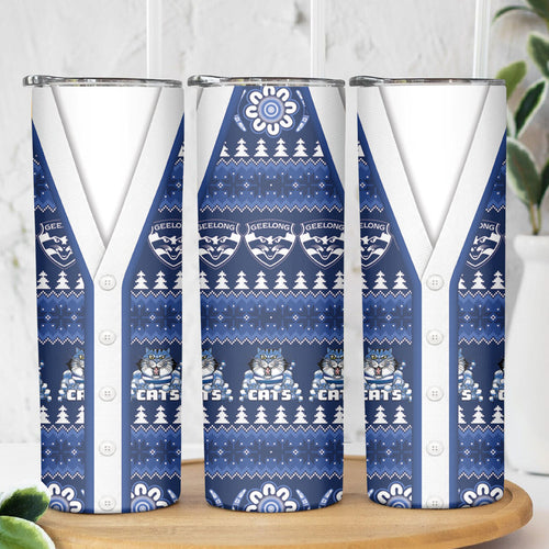 Geelong Cats Football Christmas Skinny Tumbler Aboriginal Seamless Cardigan Inspired