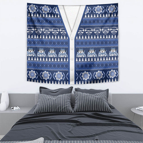 Geelong Cats Football Christmas Tapestry Aboriginal Seamless Cardigan Inspired