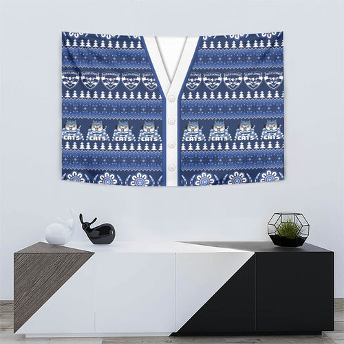 Geelong Cats Football Christmas Tapestry Aboriginal Seamless Cardigan Inspired