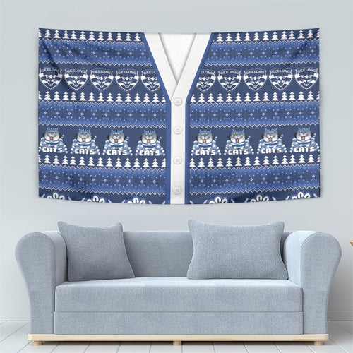 Geelong Cats Football Christmas Tapestry Aboriginal Seamless Cardigan Inspired