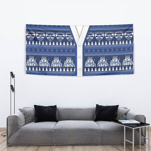 Geelong Cats Football Christmas Tapestry Aboriginal Seamless Cardigan Inspired