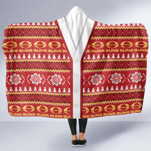 Suns Football Christmas Hooded Blanket Aboriginal Seamless Cardigan Inspired