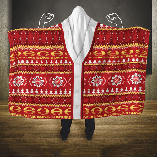 Suns Football Christmas Hooded Blanket Aboriginal Seamless Cardigan Inspired