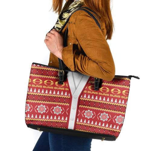 Suns Football Christmas Leather Tote Bag Aboriginal Seamless Cardigan Inspired