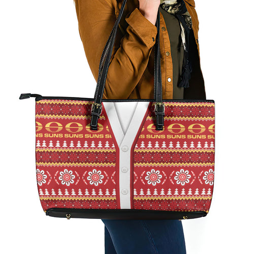 Suns Football Christmas Leather Tote Bag Aboriginal Seamless Cardigan Inspired