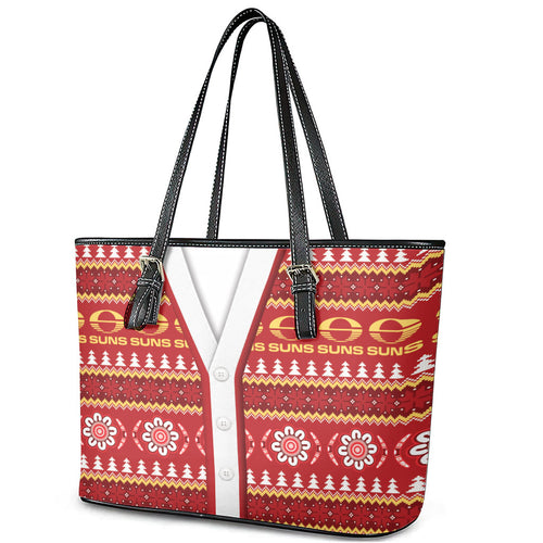 Suns Football Christmas Leather Tote Bag Aboriginal Seamless Cardigan Inspired