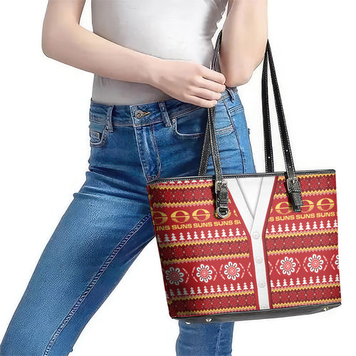 Suns Football Christmas Leather Tote Bag Aboriginal Seamless Cardigan Inspired