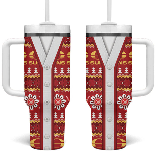 Suns Football Christmas Tumbler With Handle Aboriginal Seamless Cardigan Inspired
