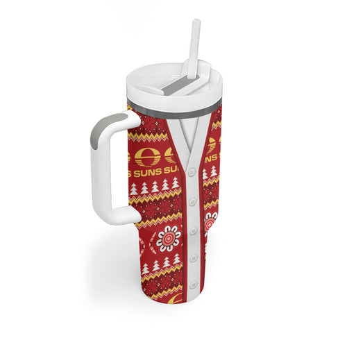 Suns Football Christmas Tumbler With Handle Aboriginal Seamless Cardigan Inspired
