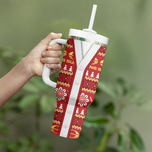 Suns Football Christmas Tumbler With Handle Aboriginal Seamless Cardigan Inspired
