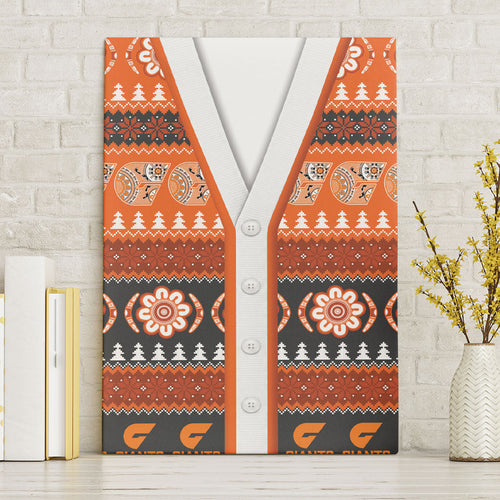 GWS Giants Football Christmas Canvas Wall Art Aboriginal Seamless Cardigan Inspired