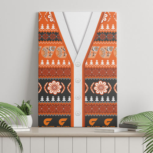 GWS Giants Football Christmas Canvas Wall Art Aboriginal Seamless Cardigan Inspired