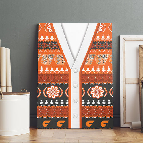 GWS Giants Football Christmas Canvas Wall Art Aboriginal Seamless Cardigan Inspired
