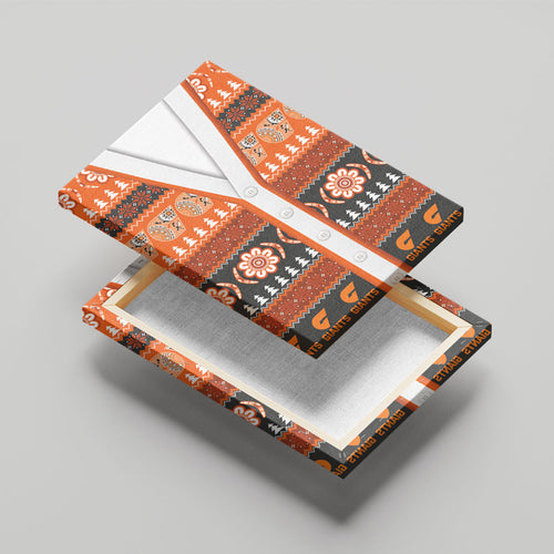 GWS Giants Football Christmas Canvas Wall Art Aboriginal Seamless Cardigan Inspired