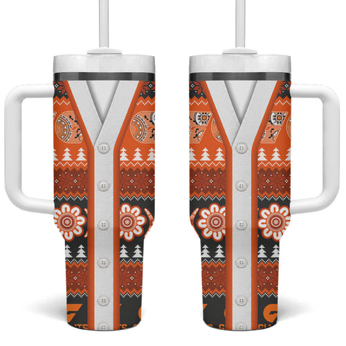 GWS Giants Football Christmas Tumbler With Handle Aboriginal Seamless Cardigan Inspired