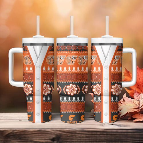 GWS Giants Football Christmas Tumbler With Handle Aboriginal Seamless Cardigan Inspired