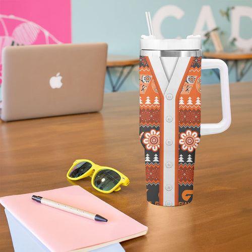 GWS Giants Football Christmas Tumbler With Handle Aboriginal Seamless Cardigan Inspired