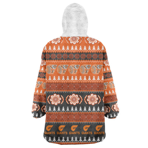 GWS Giants Football Christmas Wearable Blanket Hoodie Aboriginal Seamless Cardigan Inspired