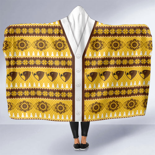 Hawks Football Christmas Hooded Blanket Aboriginal Seamless Cardigan Inspired