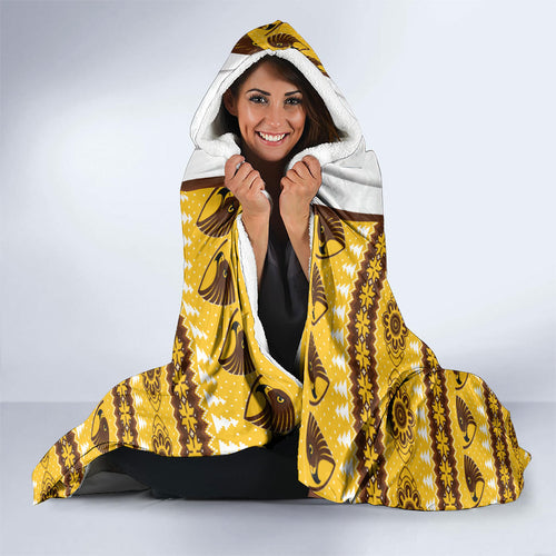 Hawks Football Christmas Hooded Blanket Aboriginal Seamless Cardigan Inspired