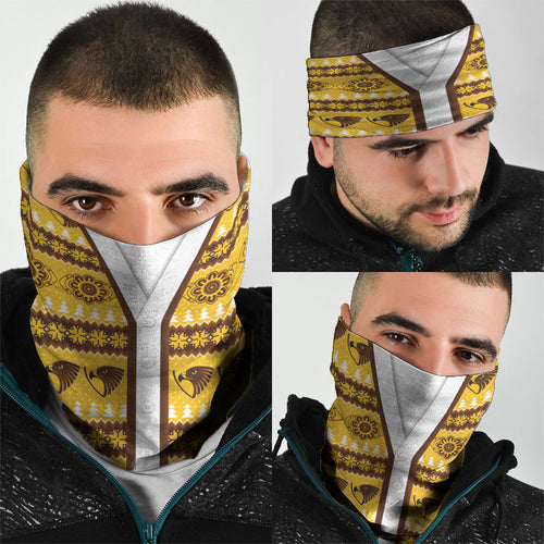 Hawks Football Christmas Neck Gaiter Aboriginal Seamless Cardigan Inspired