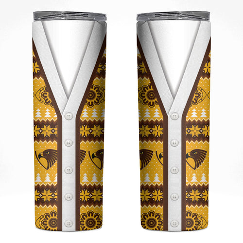 Hawks Football Christmas Skinny Tumbler Aboriginal Seamless Cardigan Inspired