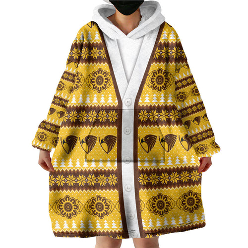 Hawks Football Christmas Wearable Blanket Hoodie Aboriginal Seamless Cardigan Inspired