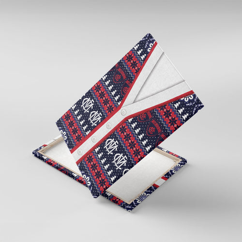 Demons Football Christmas Canvas Wall Art Aboriginal Seamless Cardigan Inspired
