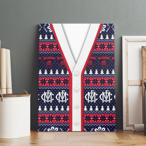 Demons Football Christmas Canvas Wall Art Aboriginal Seamless Cardigan Inspired