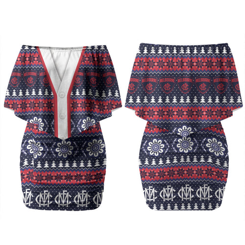 Demons Football Christmas Couples Matching Off Shoulder Short Dress and Long Sleeve Button Shirt Aboriginal Seamless Cardigan Inspired