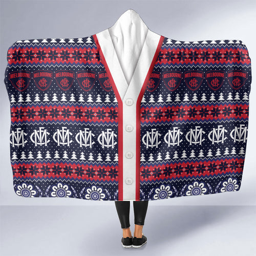 Demons Football Christmas Hooded Blanket Aboriginal Seamless Cardigan Inspired