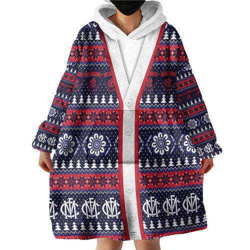 Demons Football Christmas Wearable Blanket Hoodie Aboriginal Seamless Cardigan Inspired