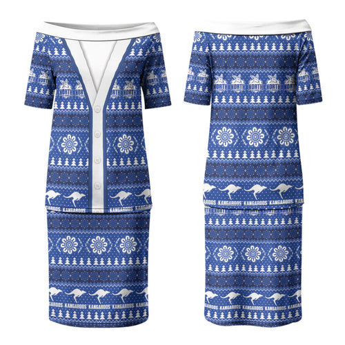 North Melbourne Football Christmas Couples Matching Puletasi and Hawaiian Shirt Aboriginal Seamless Cardigan Inspired