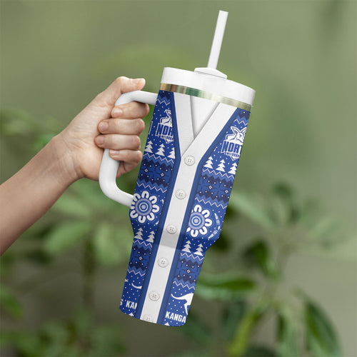North Melbourne Football Christmas Tumbler With Handle Aboriginal Seamless Cardigan Inspired