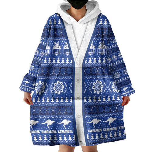 North Melbourne Football Christmas Wearable Blanket Hoodie Aboriginal Seamless Cardigan Inspired