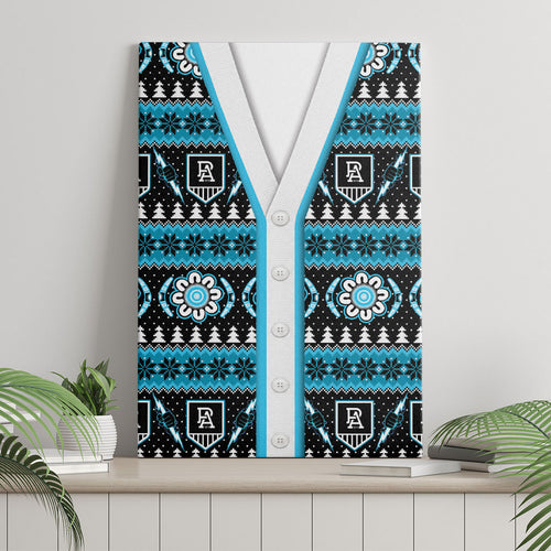 Port Adelaide Football Christmas Canvas Wall Art Aboriginal Seamless Cardigan Inspired