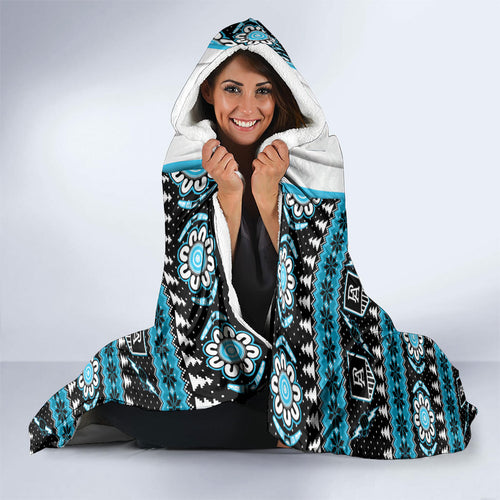 Port Adelaide Football Christmas Hooded Blanket Aboriginal Seamless Cardigan Inspired
