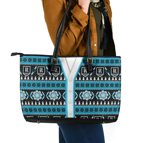 Port Adelaide Football Christmas Leather Tote Bag Aboriginal Seamless Cardigan Inspired