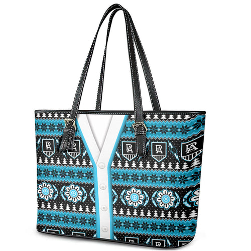 Port Adelaide Football Christmas Leather Tote Bag Aboriginal Seamless Cardigan Inspired