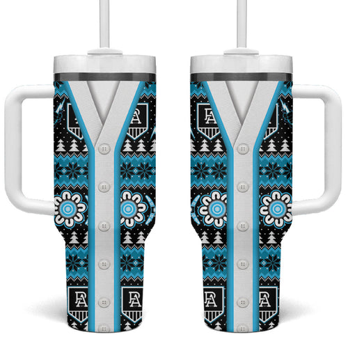 Port Adelaide Football Christmas Tumbler With Handle Aboriginal Seamless Cardigan Inspired