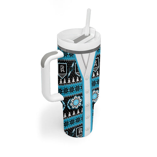 Port Adelaide Football Christmas Tumbler With Handle Aboriginal Seamless Cardigan Inspired