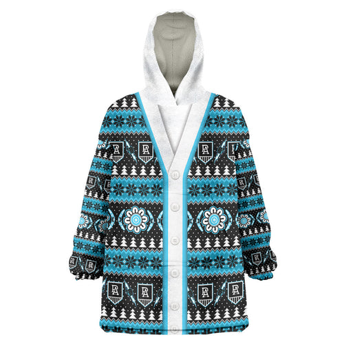 Port Adelaide Football Christmas Wearable Blanket Hoodie Aboriginal Seamless Cardigan Inspired
