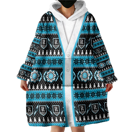 Port Adelaide Football Christmas Wearable Blanket Hoodie Aboriginal Seamless Cardigan Inspired