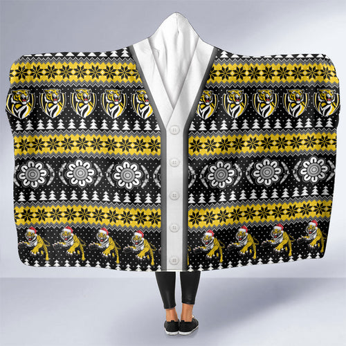 Richmond Football Christmas Hooded Blanket Aboriginal Seamless Cardigan Inspired