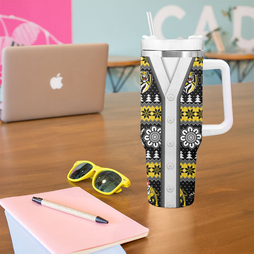 Richmond Football Christmas Tumbler With Handle Aboriginal Seamless Cardigan Inspired