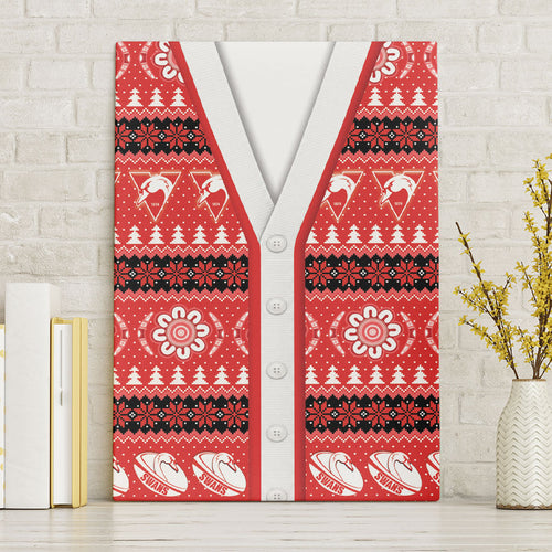 Sydney Swans Football Christmas Canvas Wall Art Aboriginal Seamless Cardigan Inspired