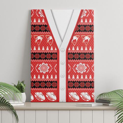 Sydney Swans Football Christmas Canvas Wall Art Aboriginal Seamless Cardigan Inspired